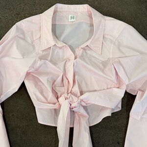 HELSA Light Pink cropped button down top size Small
